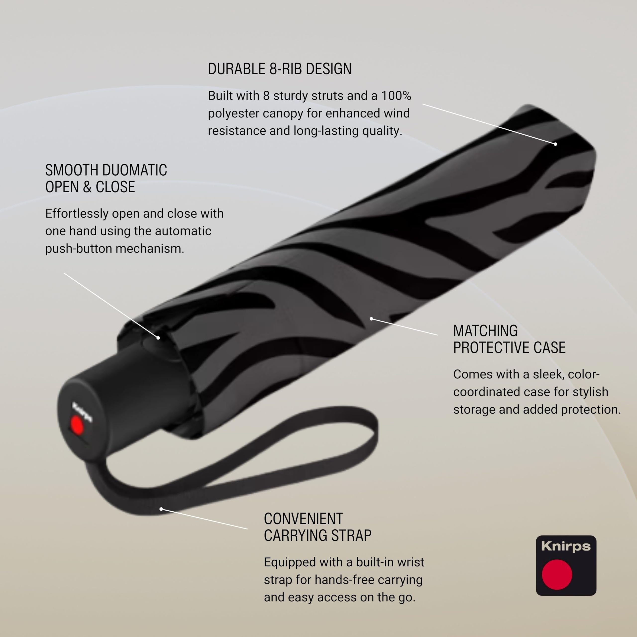 Knirps A.200 Medium Duomatic Windproof Umbrella for Adults – Automatic Open Close 38.5" Canopy, Travel Case Included - Image 6