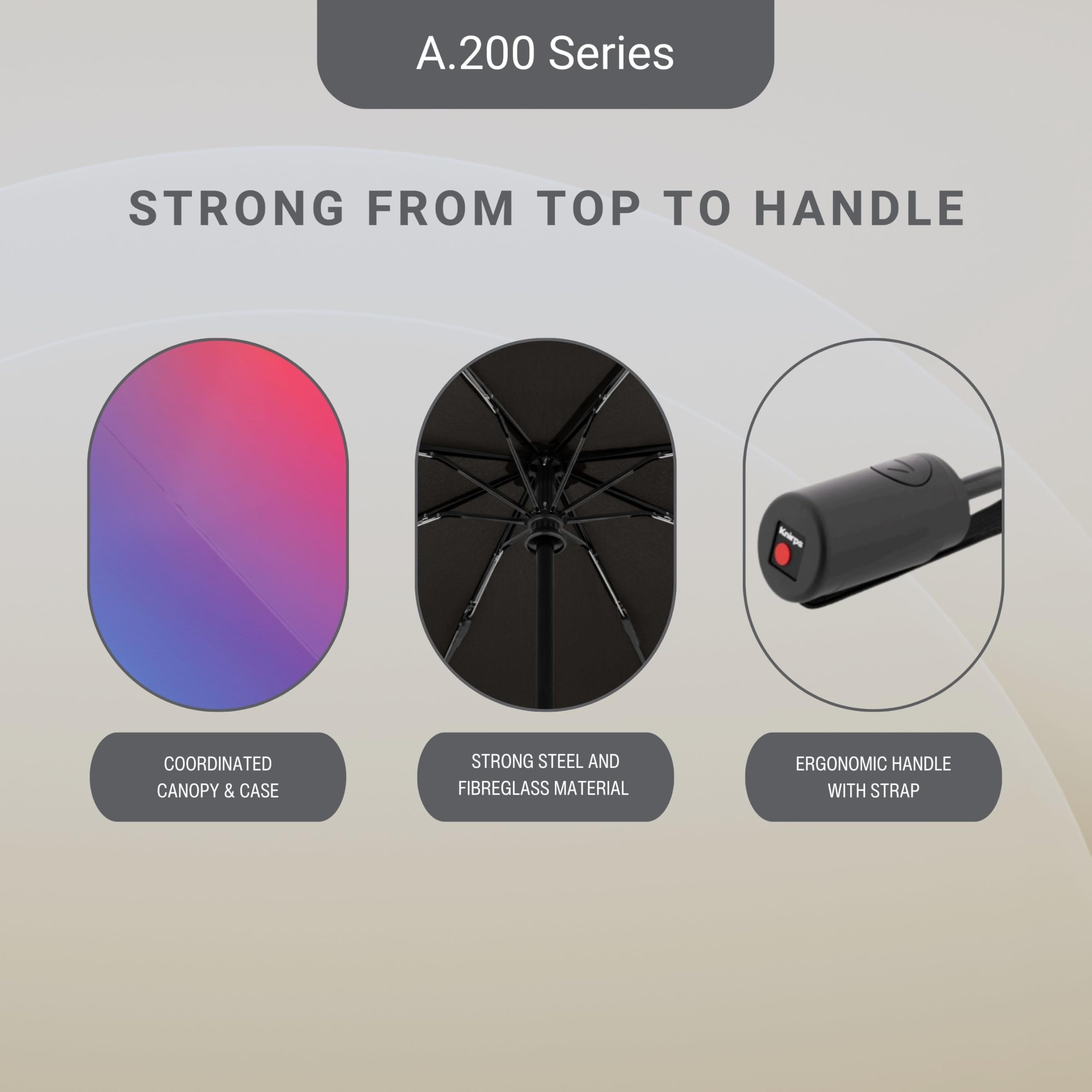 Knirps A.200 Medium Duomatic Windproof Umbrella for Adults – Automatic Open Close 38.5" Canopy, Travel Case Included - Image 3