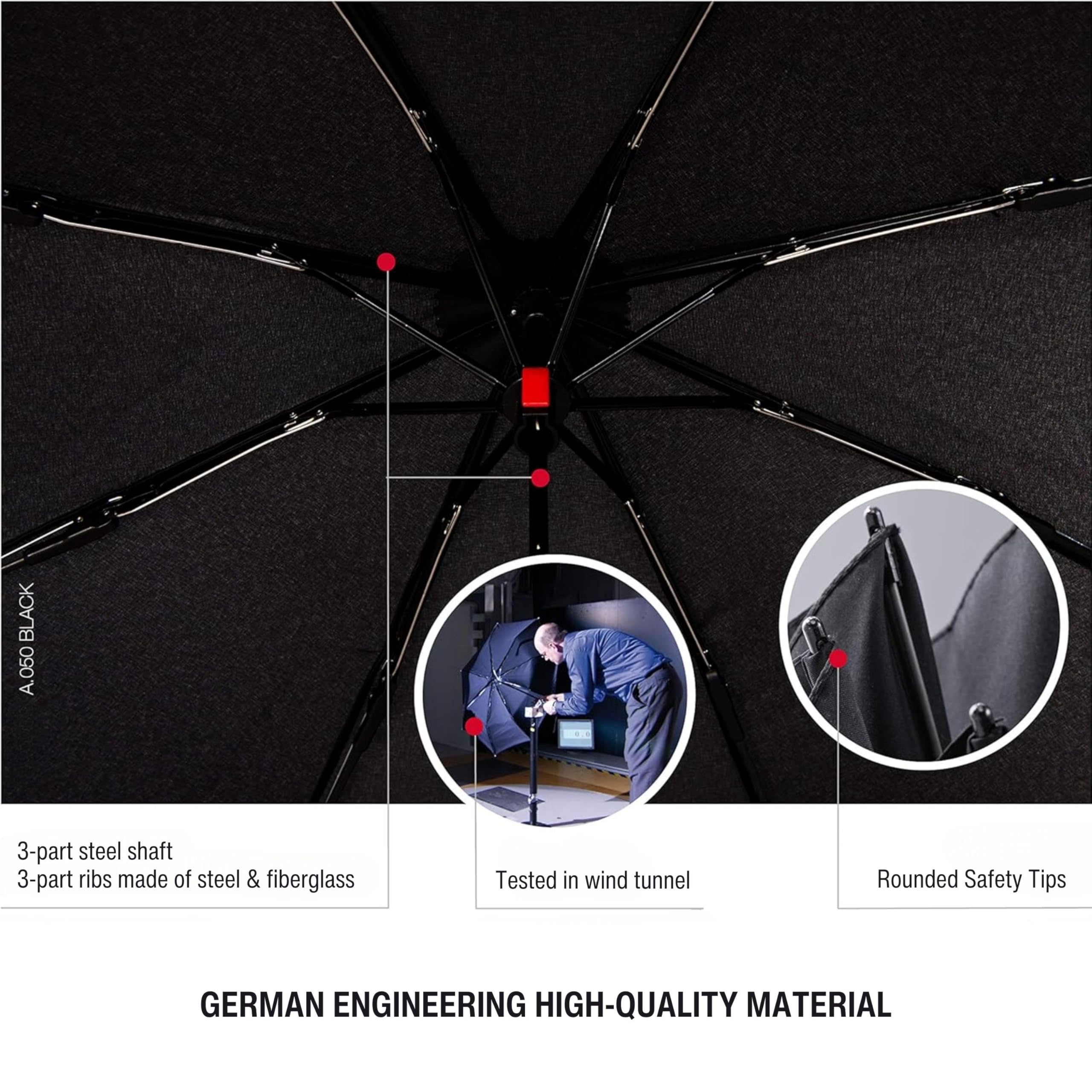 Knirps AS.050 Slim Manual Folding Rain Umbrella – 38" Canopy for Rain, Travel Case Included - Image 3