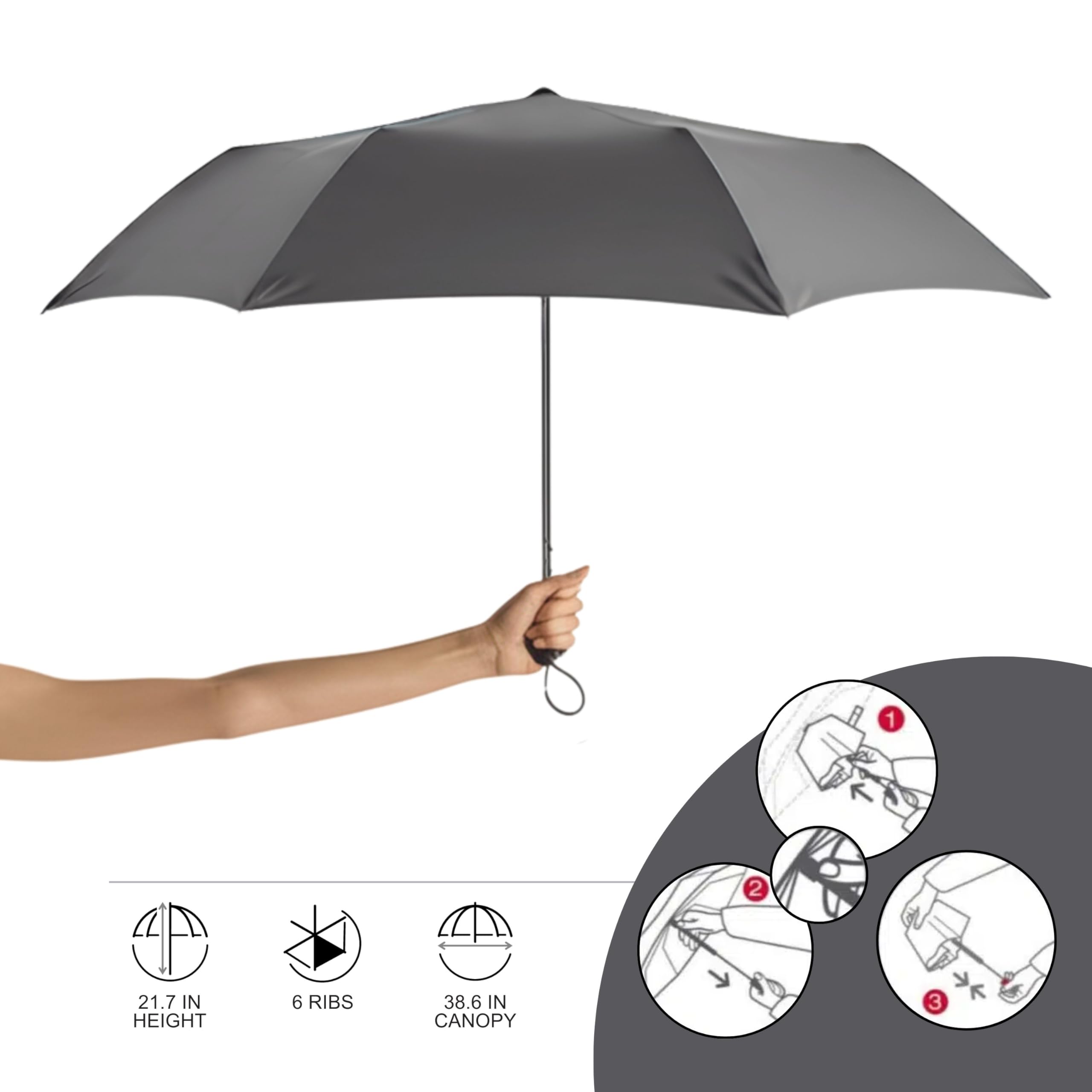 Knirps AS.050 Slim Manual Folding Rain Umbrella – 38" Canopy for Rain, Travel Case Included - Image 5