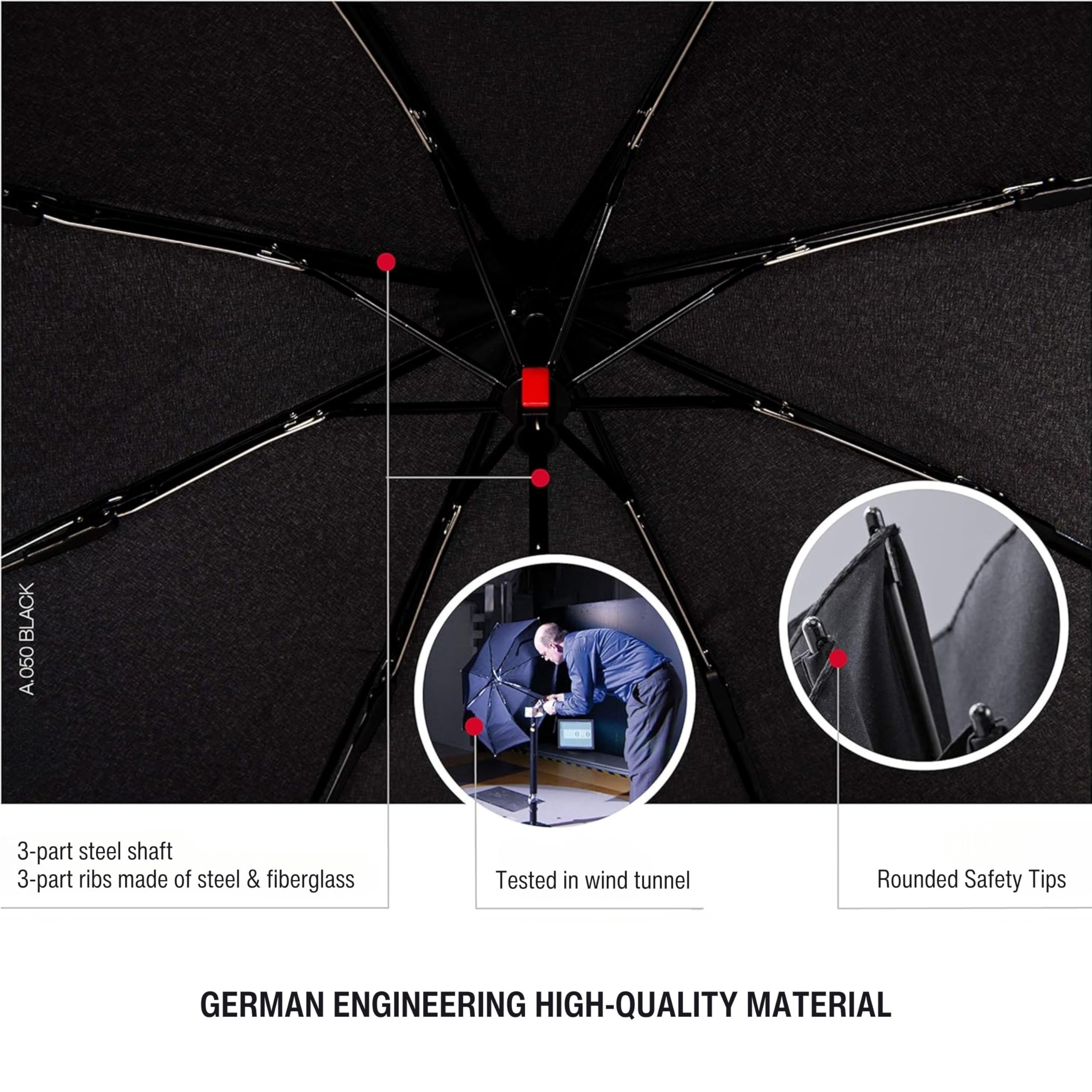 Knirps AS.050 Slim Manual Folding Rain Umbrella – 38" Canopy for Rain, Travel Case Included - Image 3