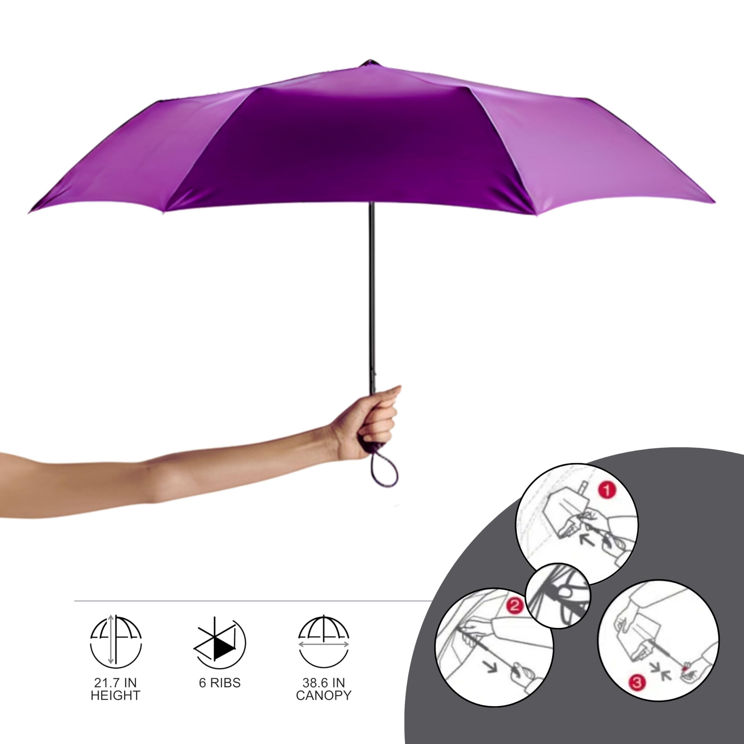 Knirps AS.050 Slim Manual Folding Rain Umbrella – 38" Canopy for Rain, Travel Case Included - Image 5
