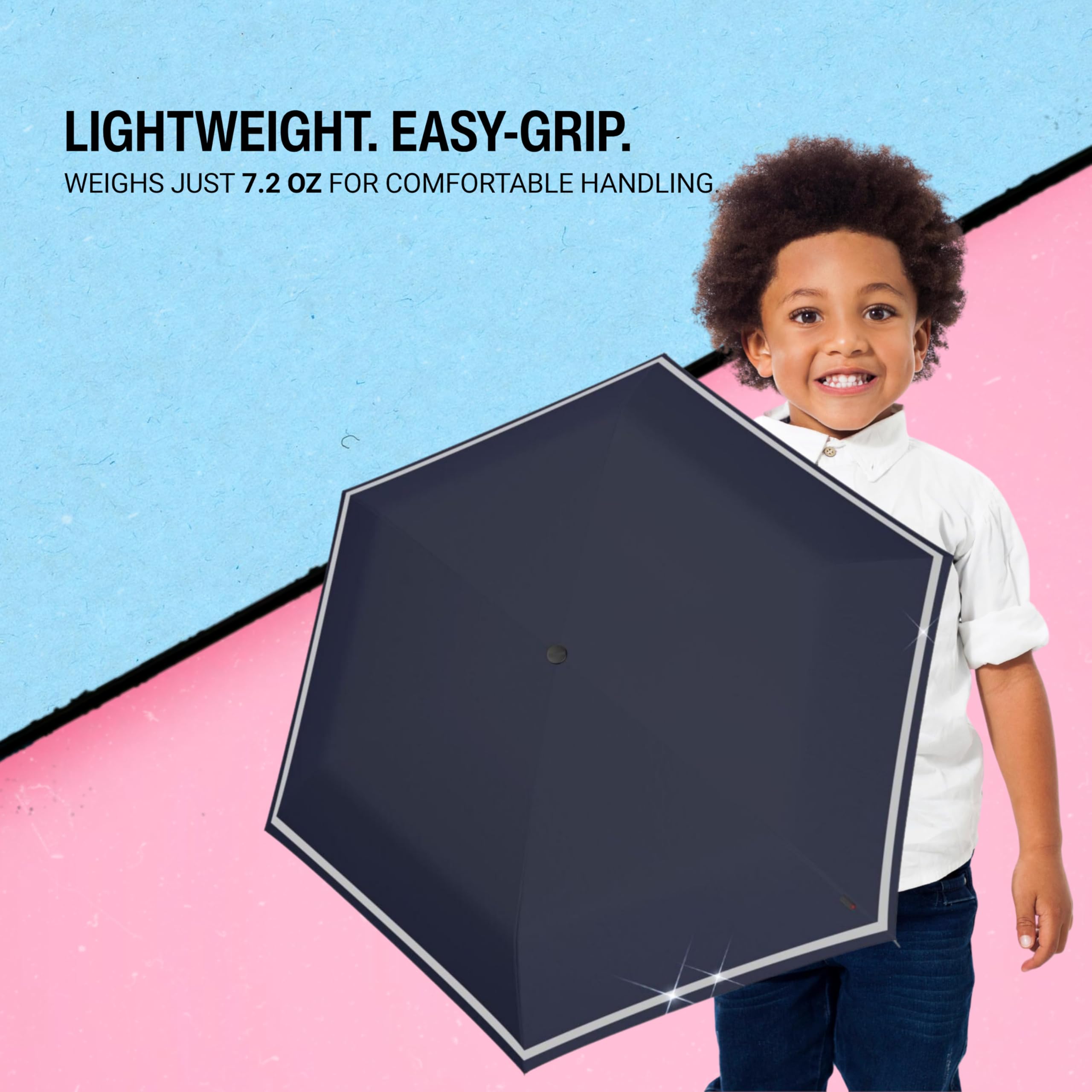 Knirps Rookie Manual Rain Umbrella for Elementary and Middle School Kids – 35.4" Canopy with Reflective Safety Stripe, Carrying Case Included - Image 4