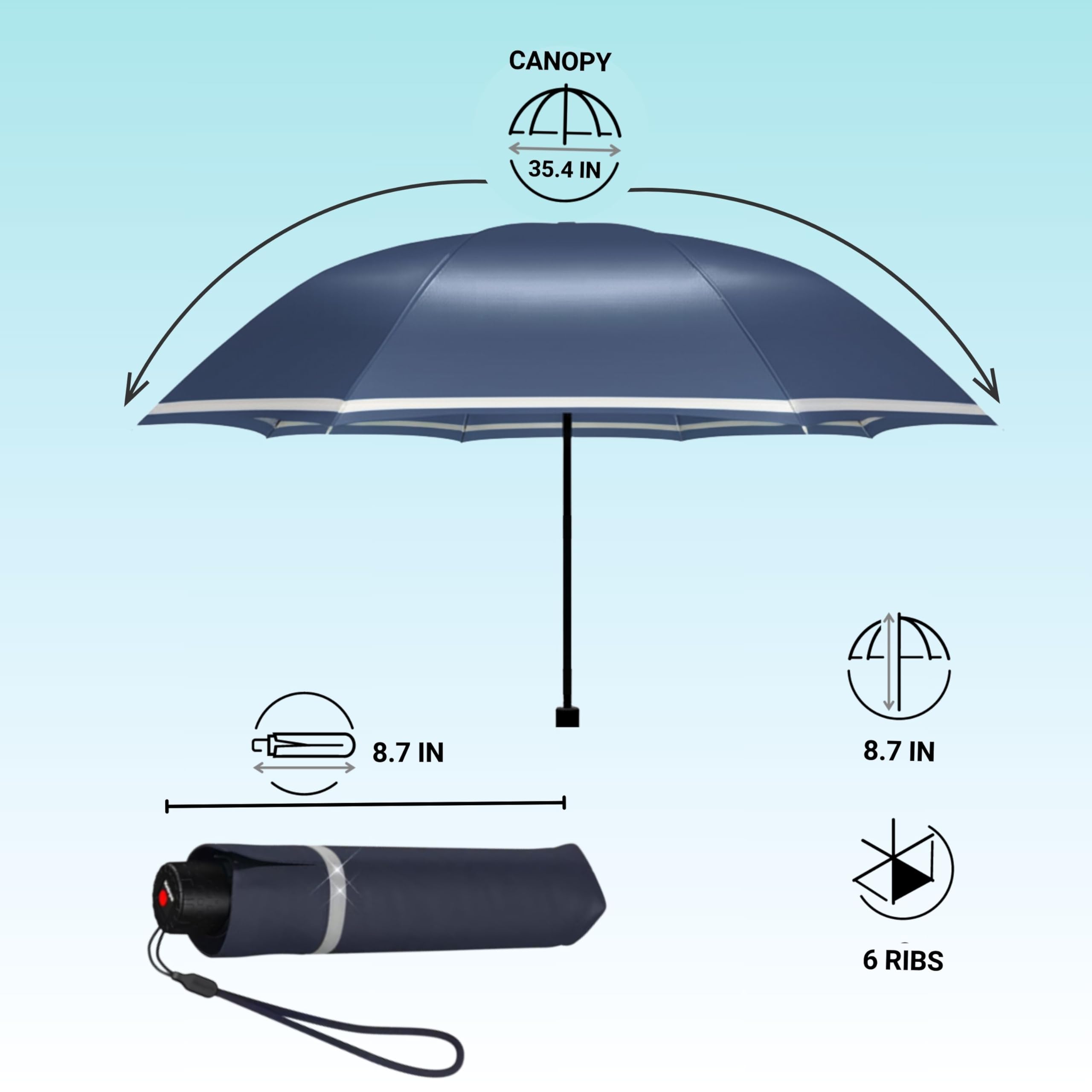Knirps Rookie Manual Rain Umbrella for Elementary and Middle School Kids – 35.4" Canopy with Reflective Safety Stripe, Carrying Case Included - Image 6