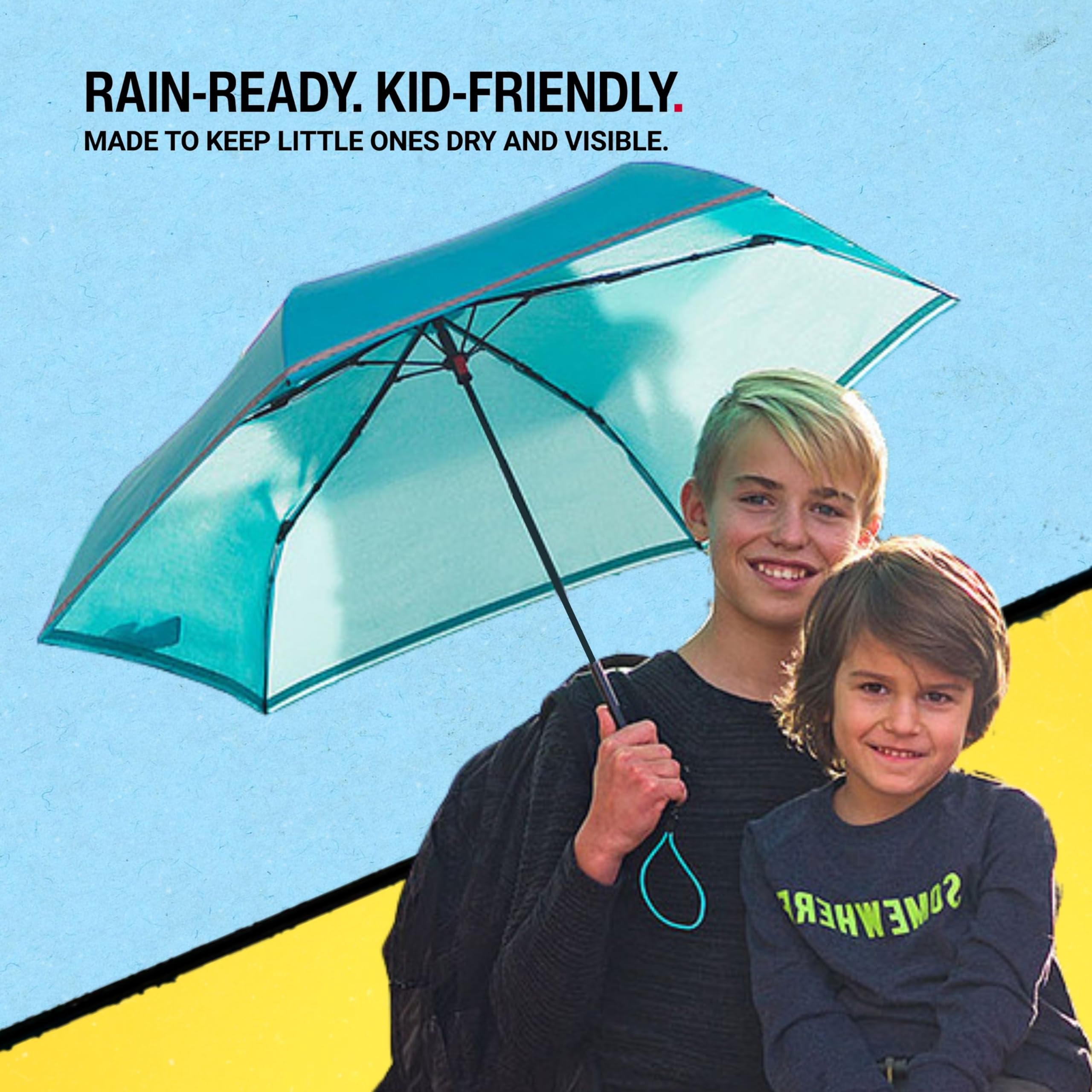 Knirps Rookie Manual Rain Umbrella for Elementary and Middle School Kids – 35.4" Canopy with Reflective Safety Stripe, Carrying Case Included - Image 7