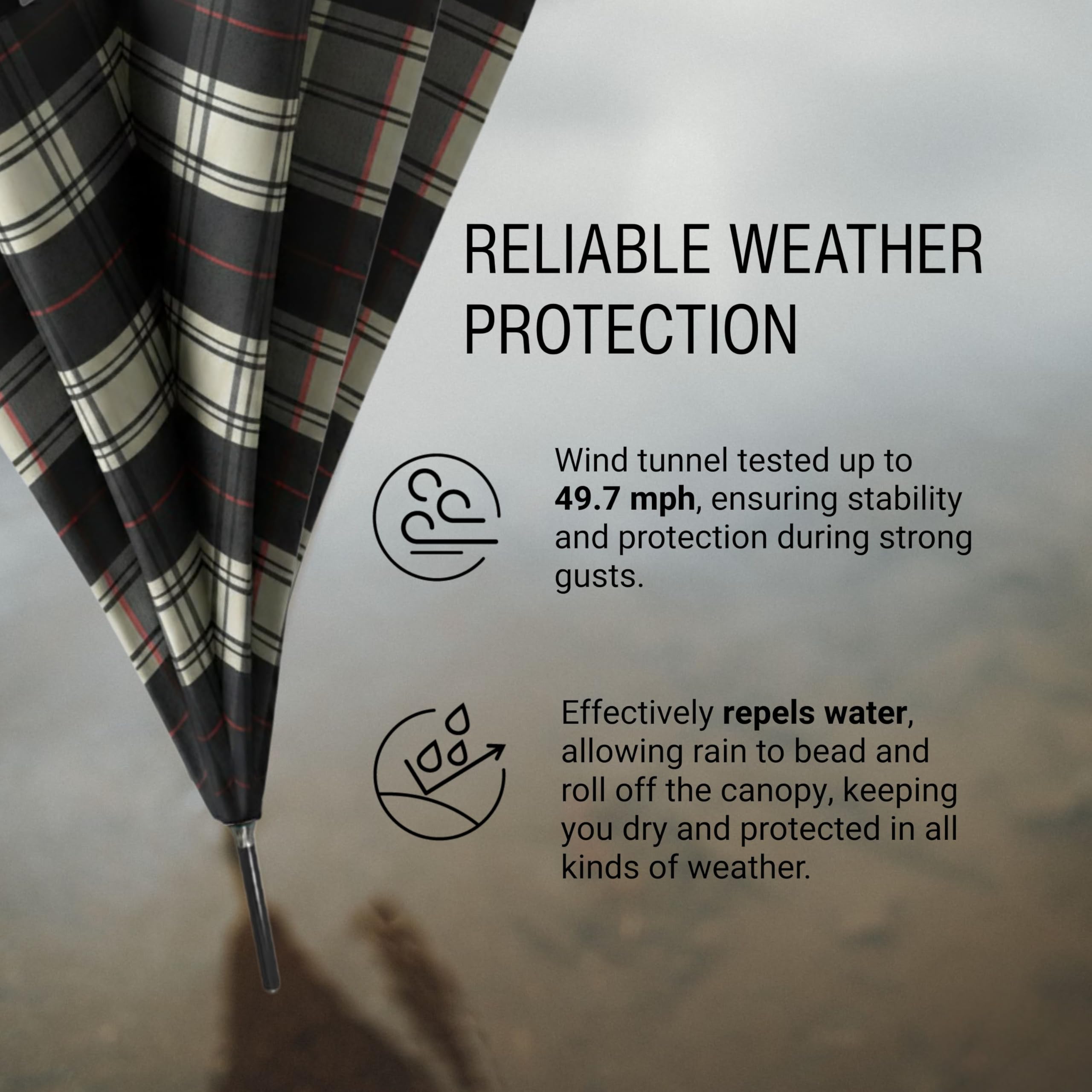 Knirps T.760 Stick Automatic Auto Open Rain Umbrella With Curved Handle - Windproof Travel Cane With Automatic Open Button - For Adults - 107cm Diameter - Image 6