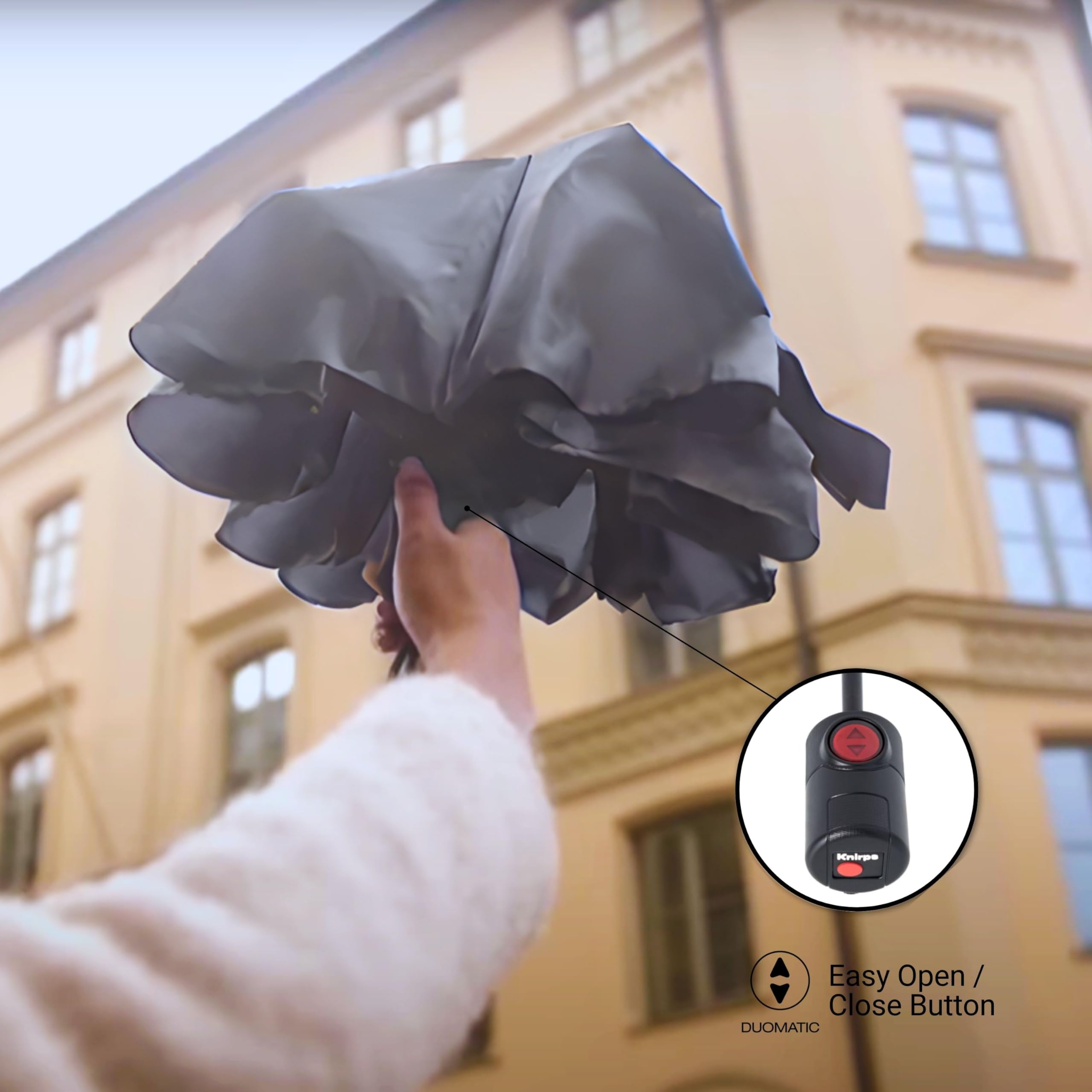 Knirps U.200 Ultra Light Duomatic Automatic Open Rain Umbrella - Compact Windproof Travel Umbrella for Adults - 97cm Diameter Retractable With Carrying Case - Image 5