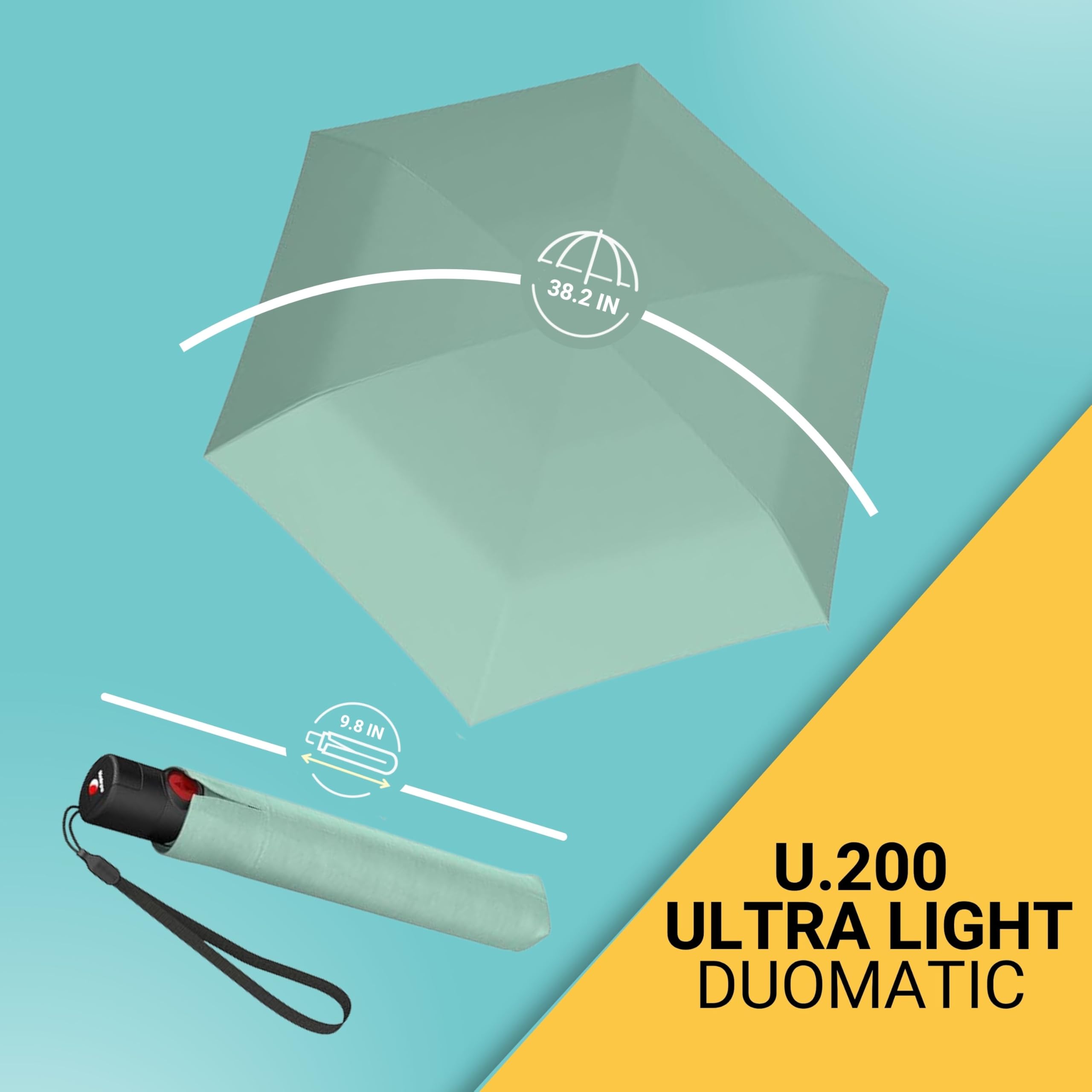 Knirps U.200 Ultra Light Duomatic Automatic Open Rain Umbrella - Compact Windproof Travel Umbrella for Adults - 97cm Diameter Retractable With Carrying Case - Image 3