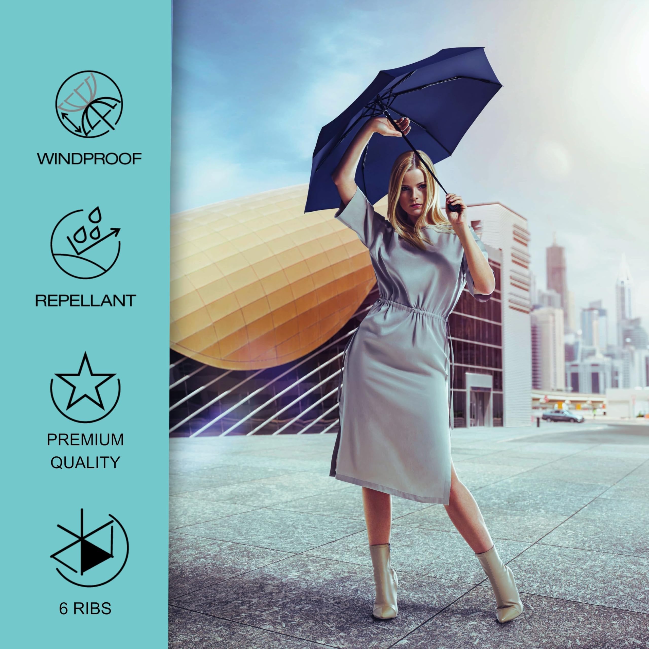 Knirps U.200 Ultra Light Duomatic Automatic Open Rain Umbrella - Compact Windproof Travel Umbrella for Adults - 97cm Diameter Retractable With Carrying Case - Image 7