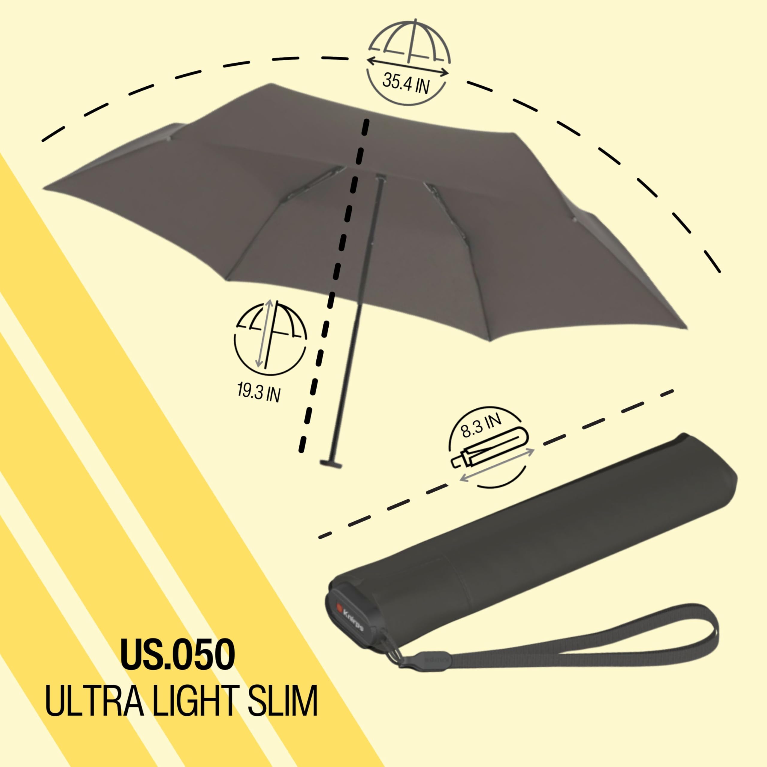 Knirps US.050 Ultra Light Pocket Size Manual Rain Umbrella with Carrying Case - Image 3