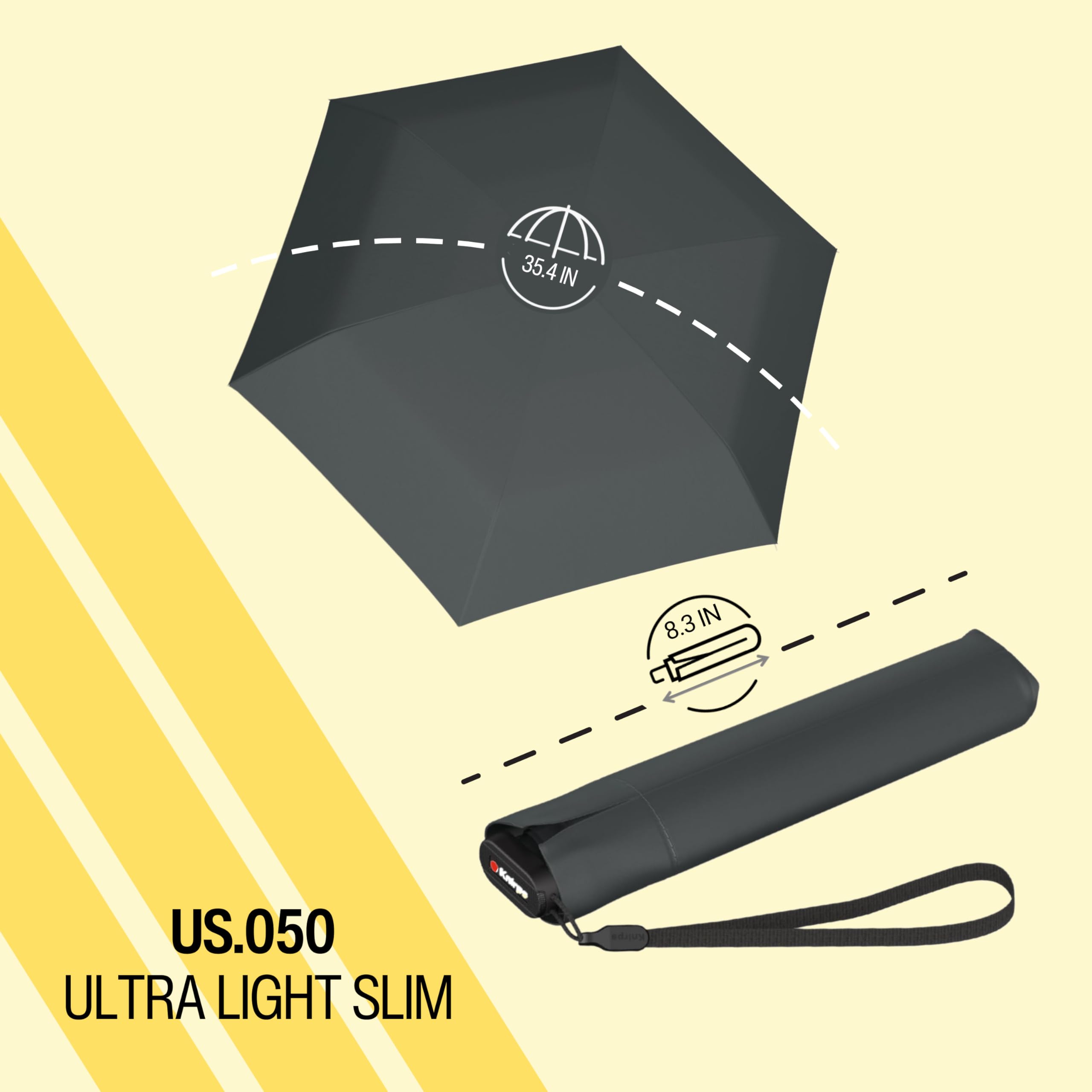 Knirps US.050 Ultra Light Pocket Size Manual Rain Umbrella with Carrying Case - Image 3