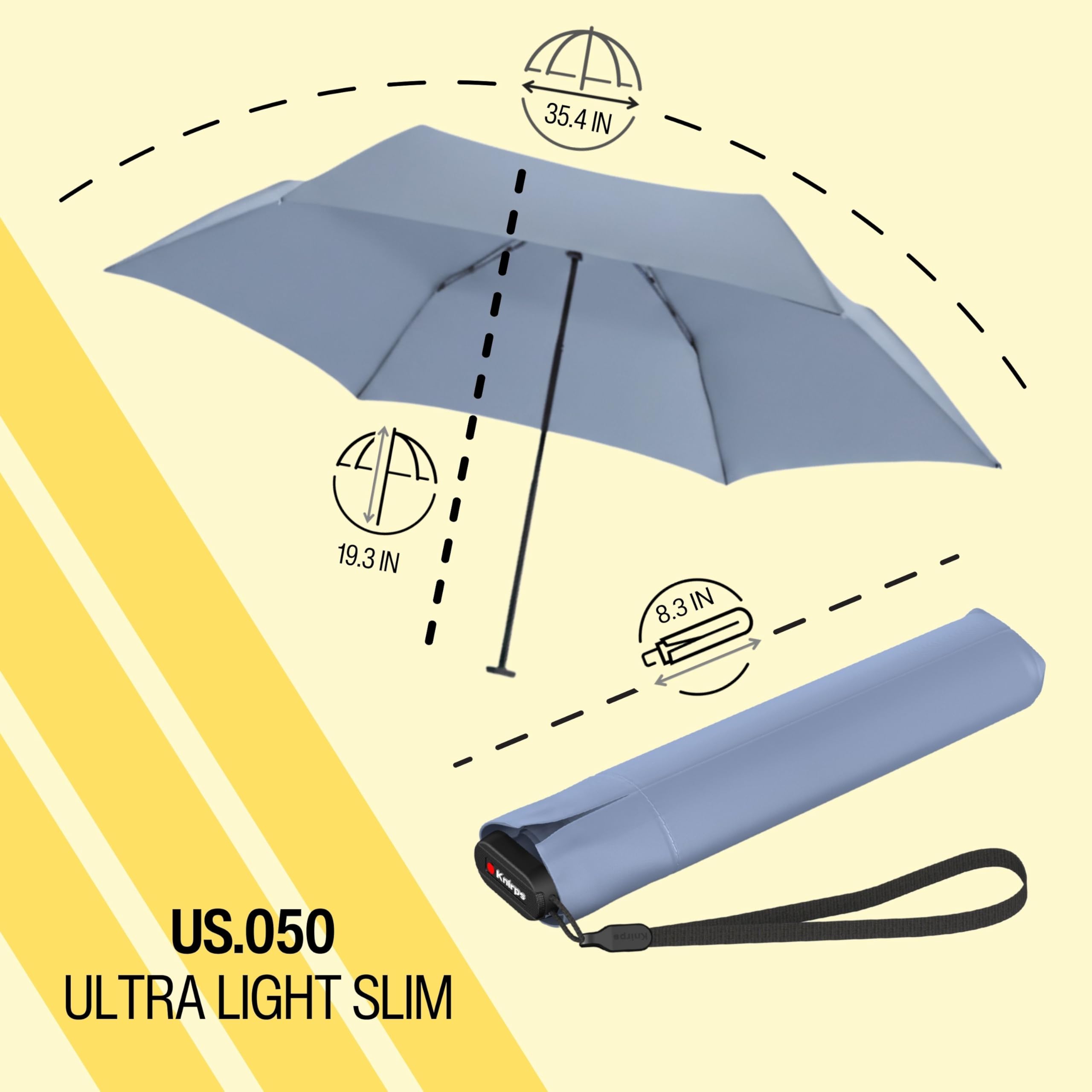 Knirps US.050 Ultra Light Pocket Size Manual Rain Umbrella with Carrying Case - Image 3