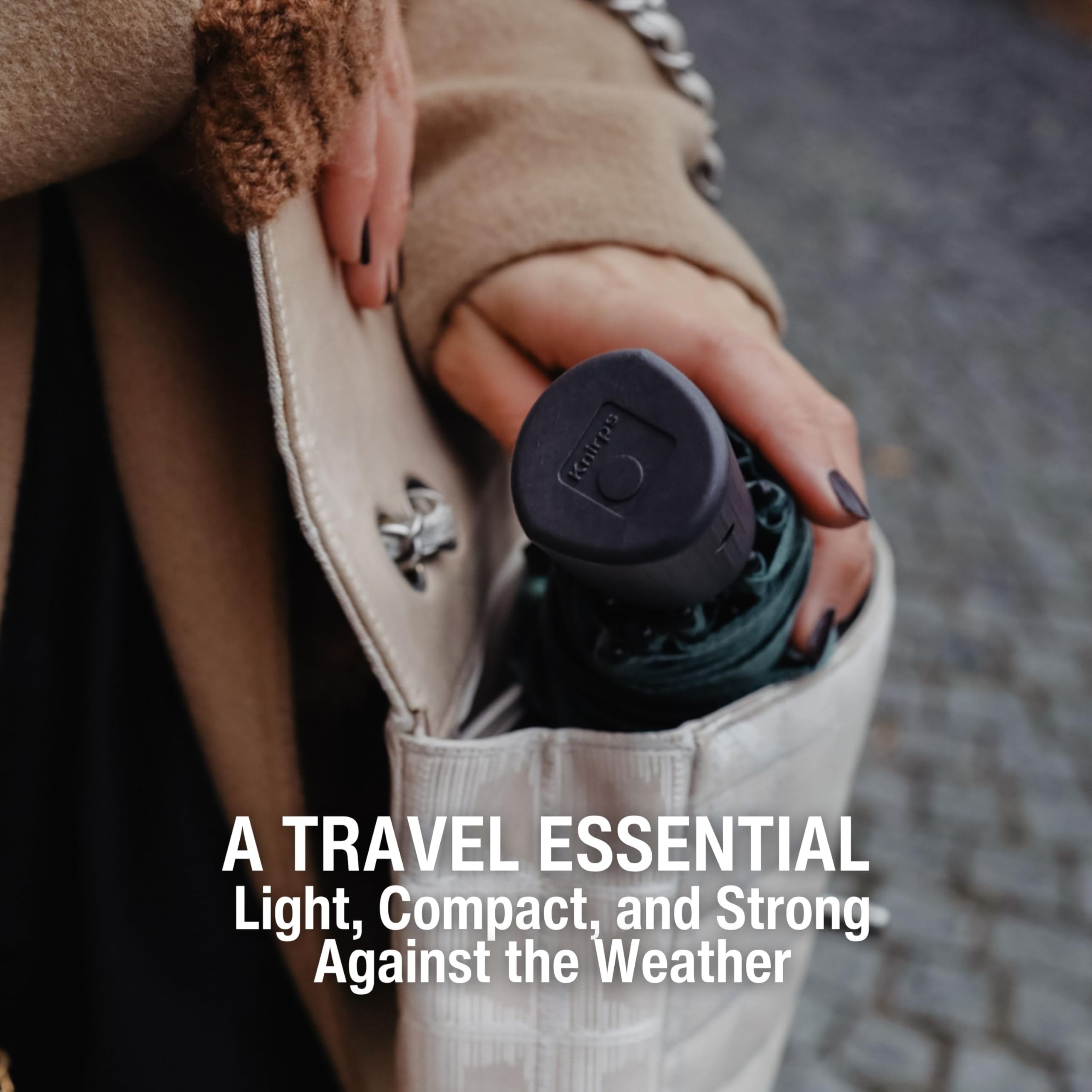 Knirps Vision Duomatic Automatic Open Close Rain Umbrella - Durable Compact Travel Umbrella for Adults - Recycled PET Canopy 97cm Diameter, Sustanable Eco+Friendly Retractable Umbrella & Carrying Case - Image 5