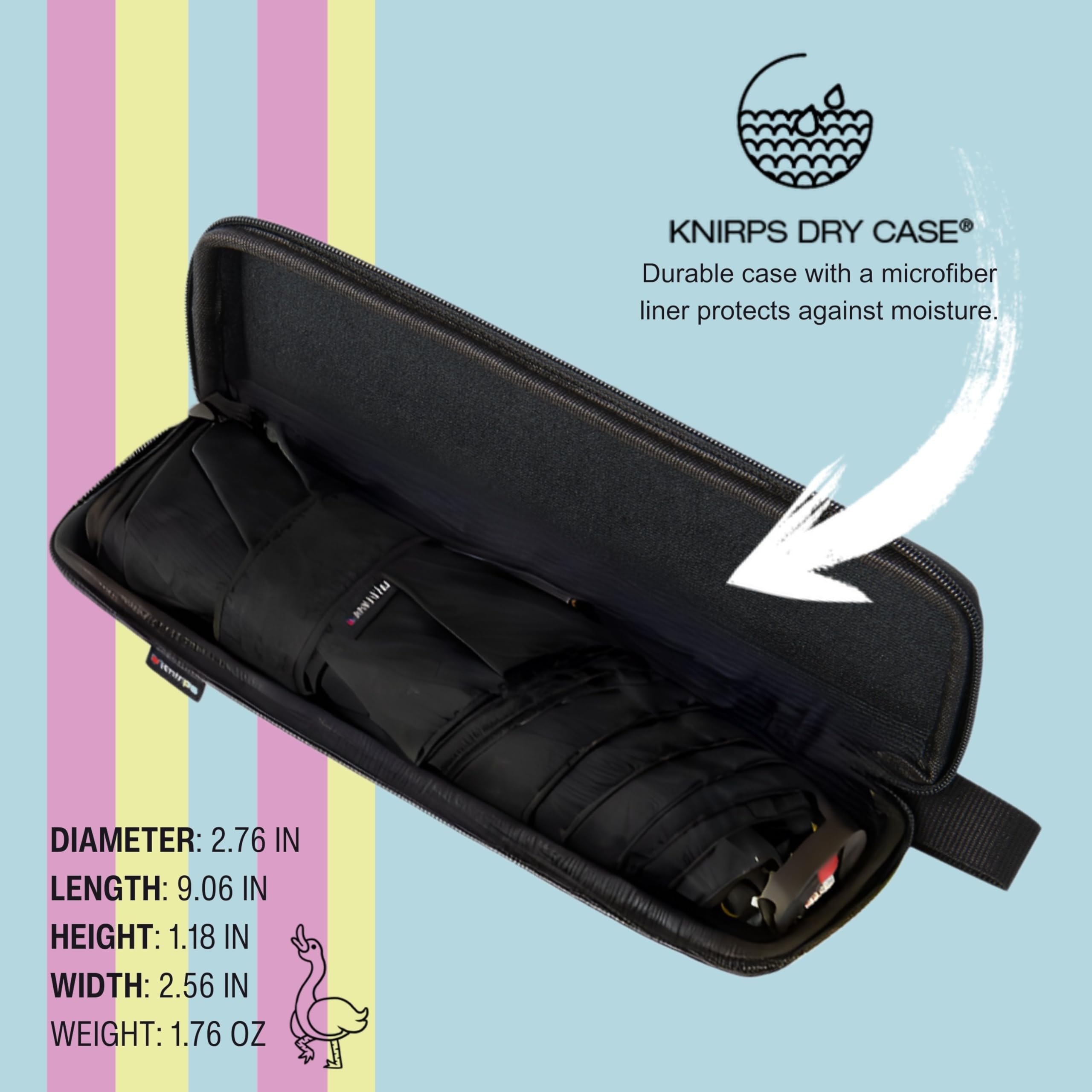 Knirps X4U My Clever Companion– 90cm Diameter Windproof Manual Open/Close Umbrella, Small and Compact Design for Travel and All Weather Protection, with Retractable Feature and Travel Case - Image 3