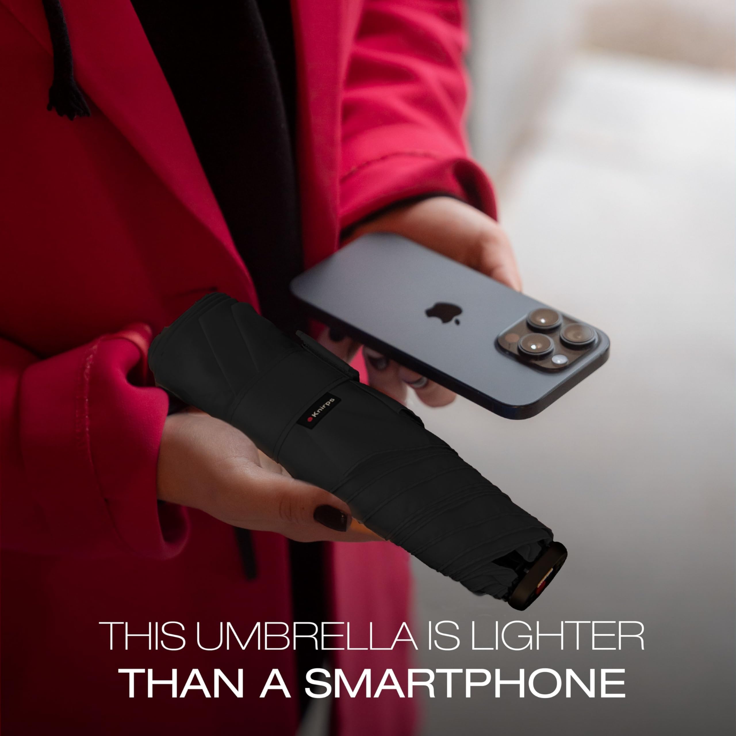 Knirps X4U My Clever Companion– 90cm Diameter Windproof Manual Open/Close Umbrella, Small and Compact Design for Travel and All Weather Protection, with Retractable Feature and Travel Case - Image 5